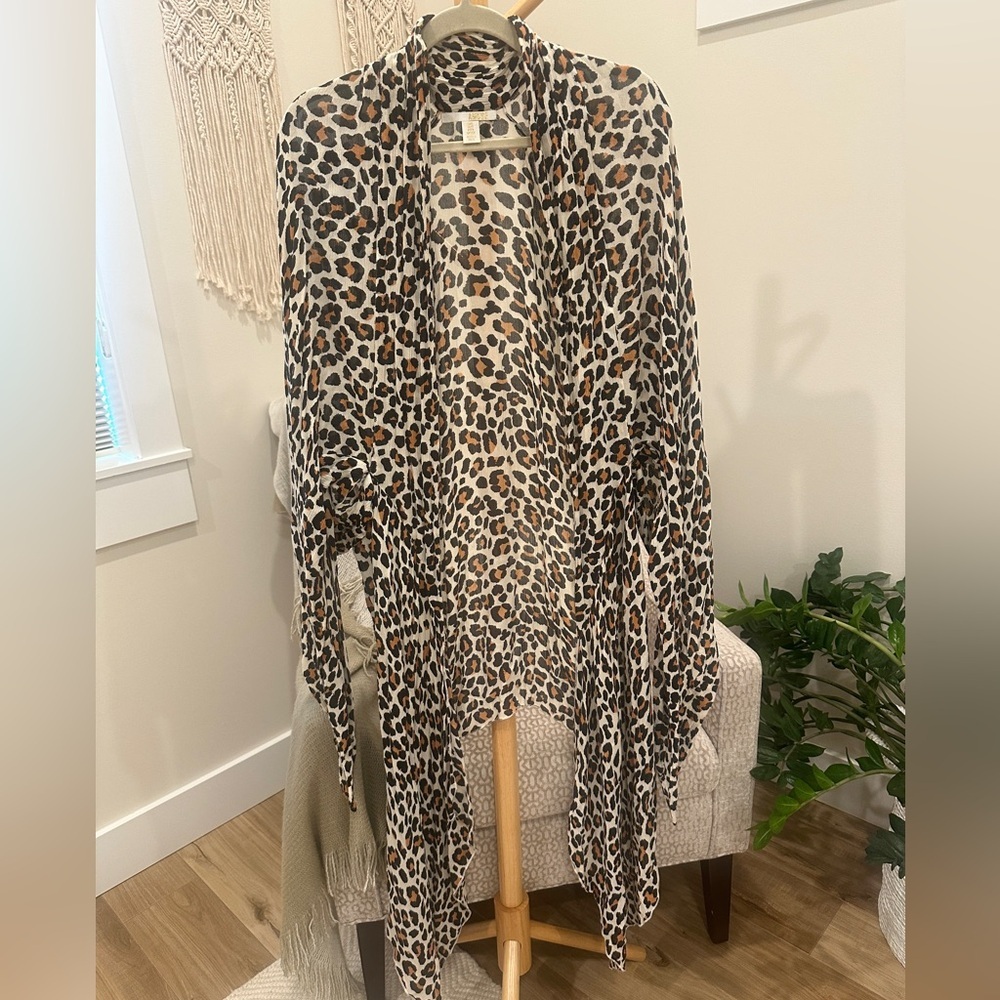 Amuse Society Leopard Print High Low Duster Kimono One Size Boho - Picture 2 of 7